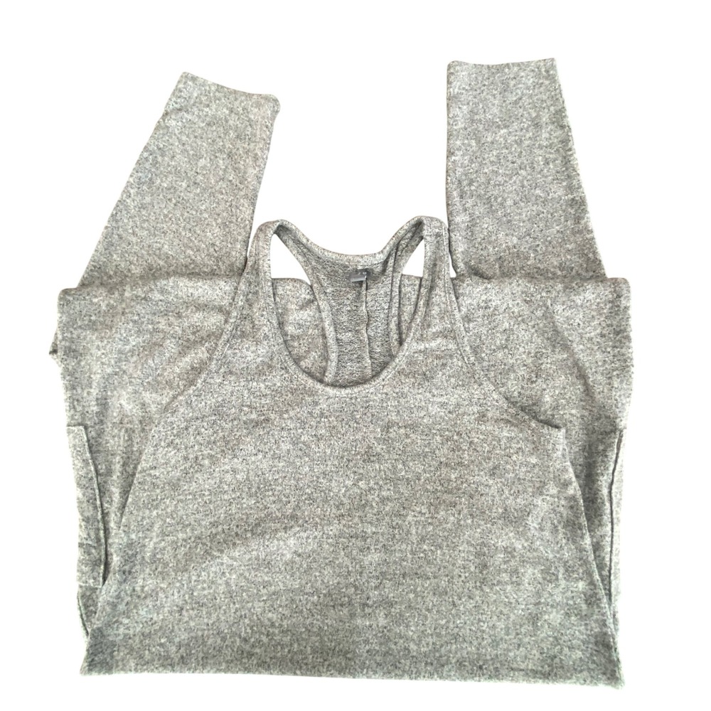 Aerie‎ Womens Heathered Gray Racerback Knit Jumpsuit Pockets Small 2234-8418-85